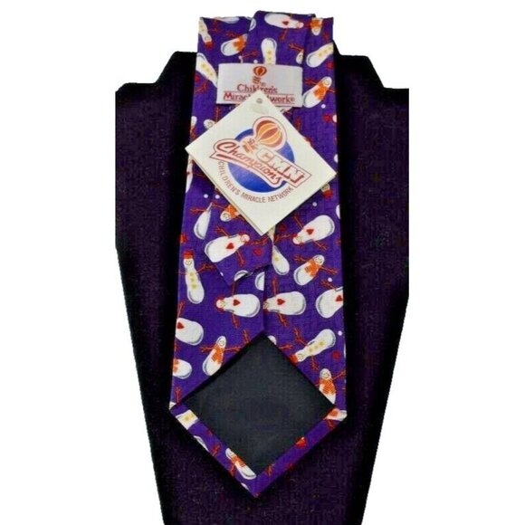 Mens Purple Festive Snowman Necktie New Childrens Miracle Network - Picture 2 of 4